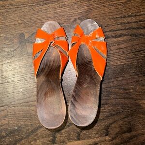 Orange Wooden Heels
